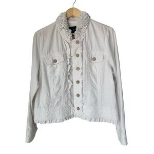 Tribal White Ruffled Long Sleeve Jacket, NWT, 14P